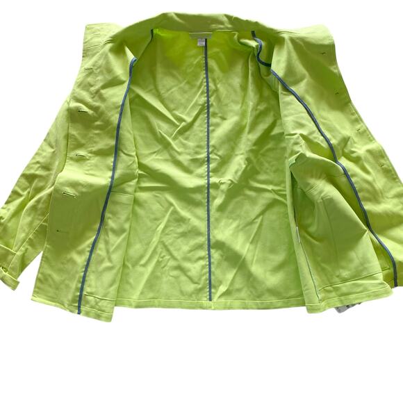 Charter Club : NEW $99 Textured Lime Green Hidden Meadow Gold Button Jacket : 1X - Picture 12 of 16